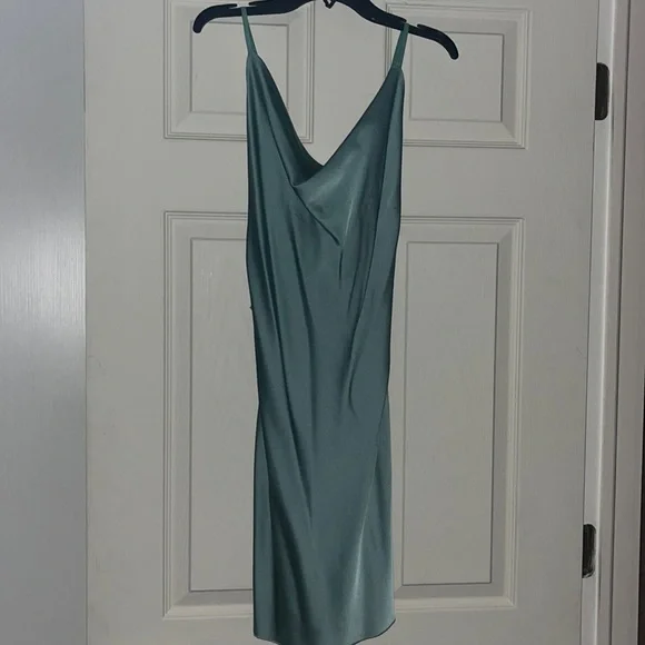 Lu Bella Dresses | Satin Turquoise/Light Sea Green Slip Mini Dress With Cowl Neck | Color: Blue/Green | Size: M | Soph2403's Closet Lu Bella Dresses | Satin Turquoise/Light Sea Green Slip Mini Dress With Cowl Neck | Color: Blue/Green | Size: M | Soph2403's Closet